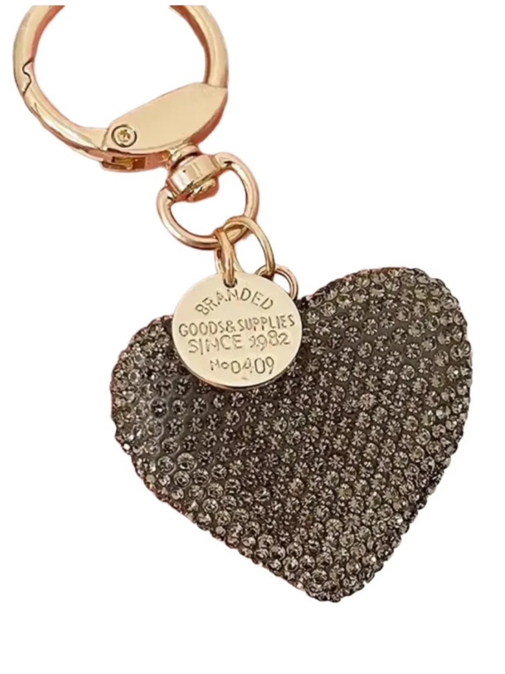 HEART Keychain/ Bag Charm WITH Black Crystals